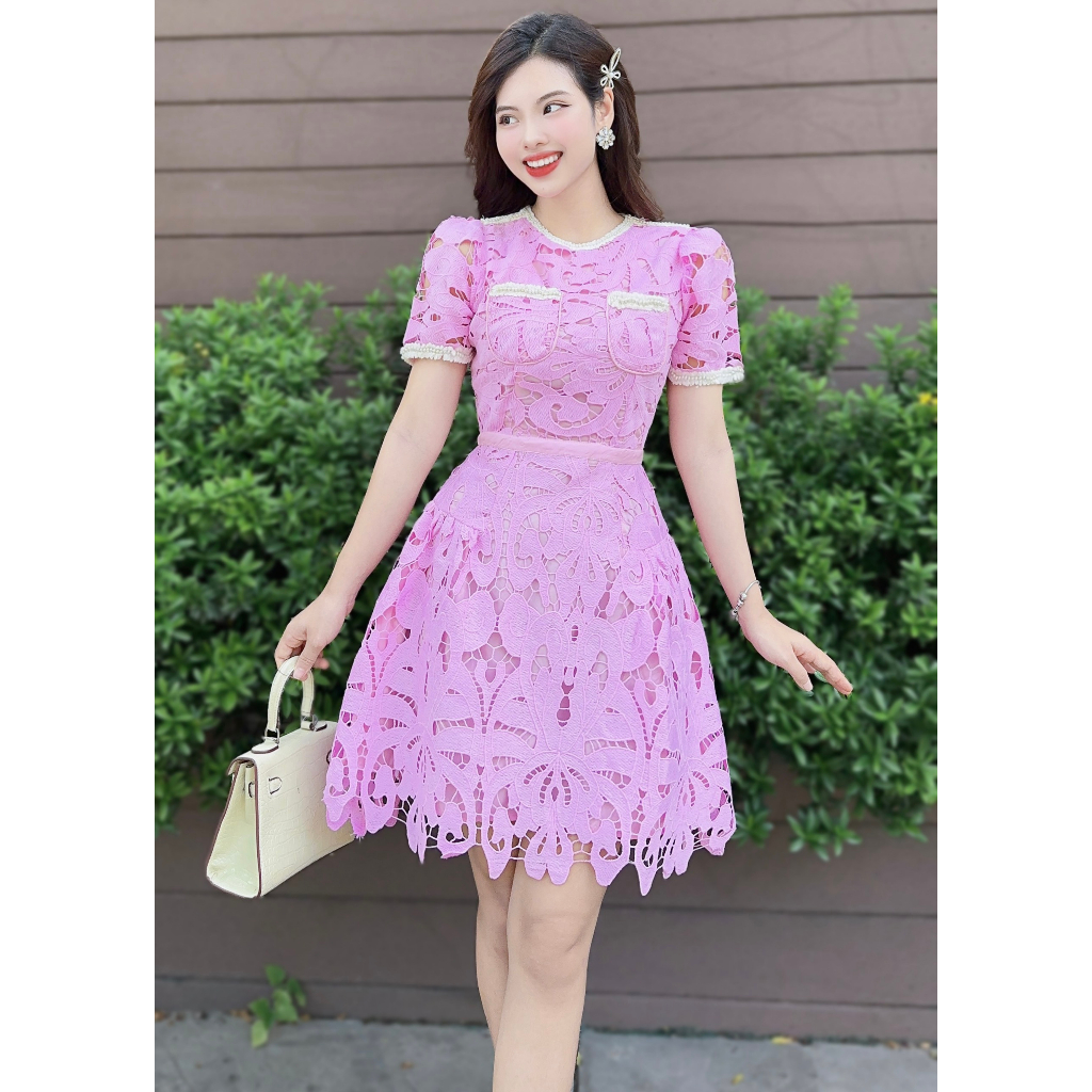 Váy Thiết Kế Mine Dress Chất Liệu Vải Ren Cao Cấp Màu Tím - Đầm Thiết Kế Thanh Lịch Trẻ Trung