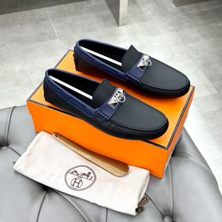 [Yêu thích❣️] Giày lười nam ℍ𝕄 phối xanh than móc bạc fullbox