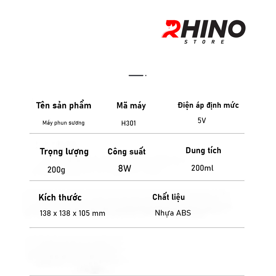 Máy phun sương tinh dầu tạo ẩm Rhino H301 hình mặt trăng, dung tích 200ml, nhỏ gọn