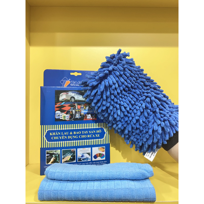 Găng tay san hô rửa xe Microfiber siêu mịn tiện dụng giá tốt 2023