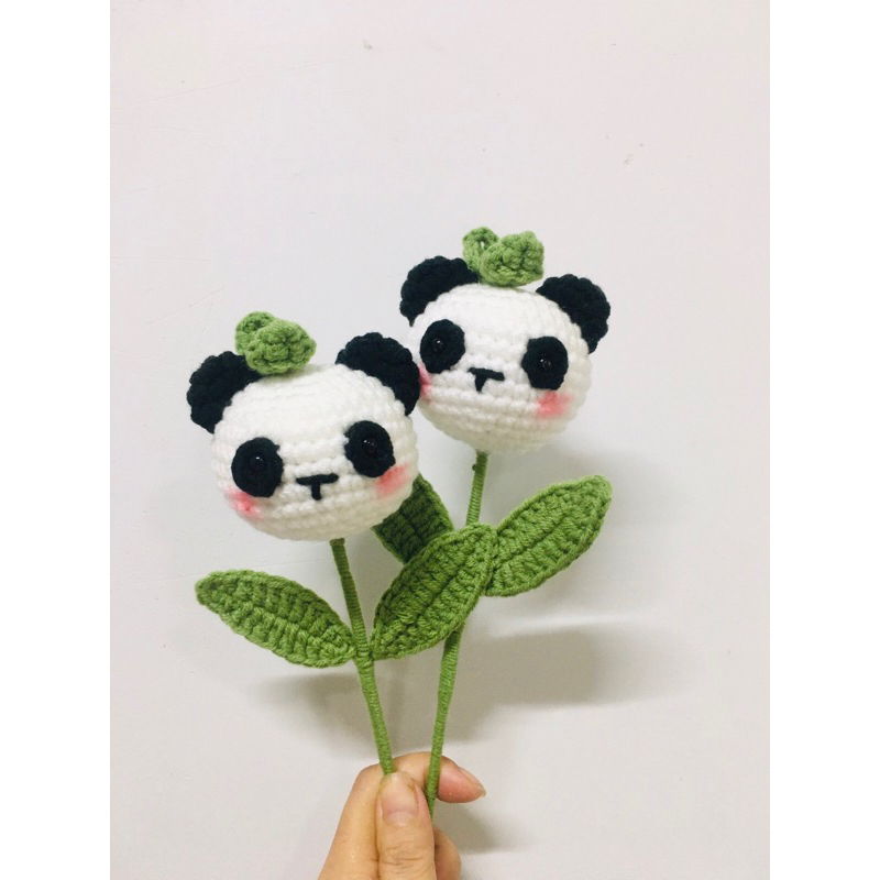 cành hoa gấu trúc bằng len handmade