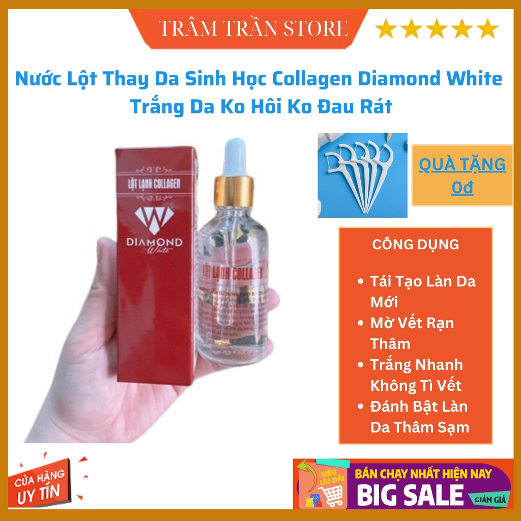 Nước lột collagen thay da sinh học Diamond White bong mảng to không cần ủ ( ko hôi ko nồng ko rát) nhanh hiệu qủa