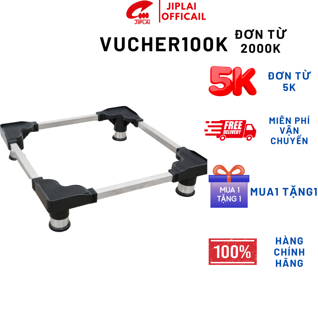 Chân Đỡ Máy Giặt Từ 8Kg Đến 18Kg, Chân Kệ Tủ Lạnh Từ 250L Đến 450L - Khung Inox Chắc Chắn, Đệm Cao Su Chống Rung...