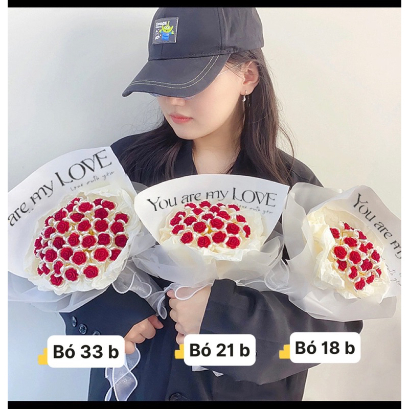 Bó hoa hồng handmade LuxGifts Set nguyên liệu làm hoa cao cấp Qùa tặng sinh nhật bạn gái Đồ trang trí