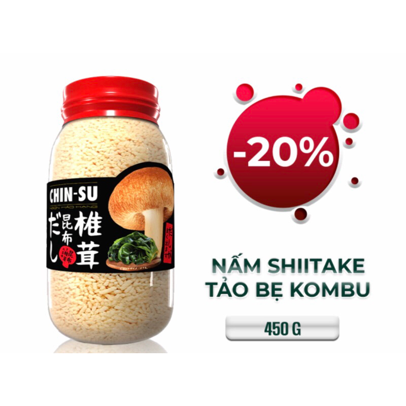 Hạt Nêm CHIN-SU Nấm Shiitake & Tảo Kombu Hộp 450g
