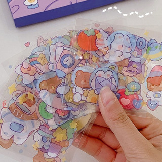 Zanmo Tấm hình dán sticker gấu thỏ phi hành gia trang trí sổ tay