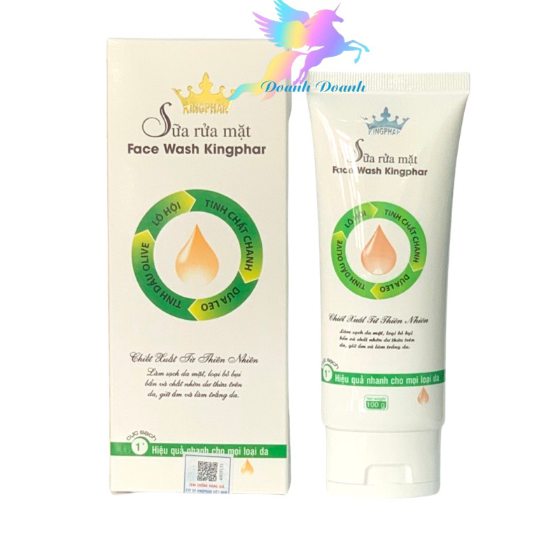SỮA RỬA MẶT  Kingphar - tube 100ml - Chiết xuất thiên nhiên, làm sạch, dưỡng ẩm, làm trằng da