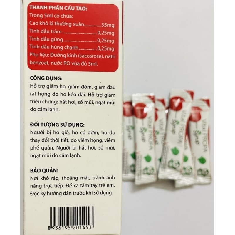 VITAL PROPA SYRUP giảm ho ,giảm đờm,giảm đau rát họng