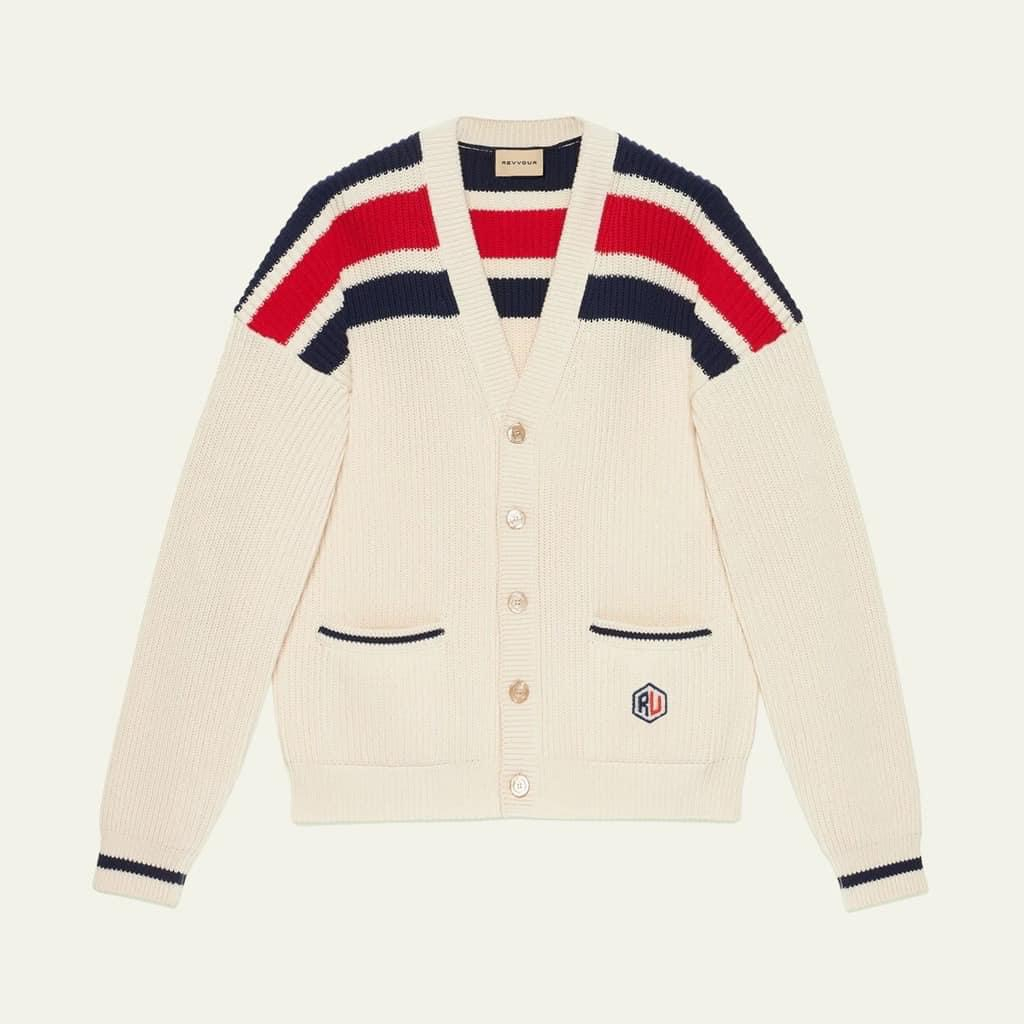 Áo Khoác , áo cagidan màu be họa tiết phối màu đen đỏ trước ngực sang chảnh