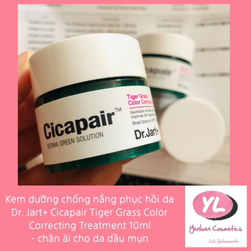 Kem dưỡng chống nắng phục hồi da Dr. Jart+ Cicapair Tiger Grass Color Correcting Treatment 10ml