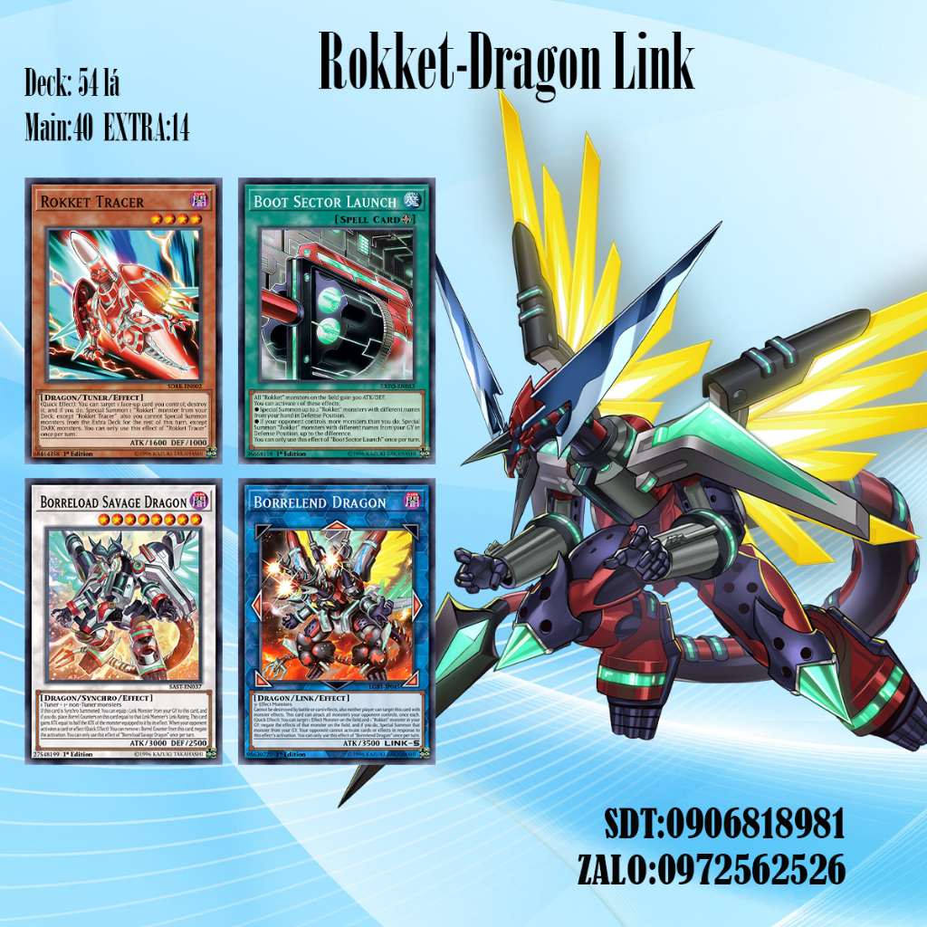 Bài YuGiOh - Bộ 54 lá bài Dragon Link Rokket - Dragon Link Rokket Deck - Card Game VN Giá Rẻ