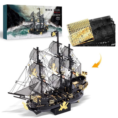 Mô Hình Kim Loại Lắp Ráp 3D Piececool Tàu Ngọc Trai Đen The Black Pearl [chưa ráp]