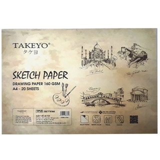 Giấy vẽ, sketch paper a4 takeyo 8734 dày 160gsm, trắng ngà, 20 tờ/ xấp - 1 xấp