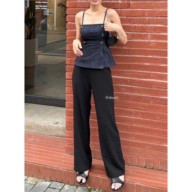 𝐏𝐞𝐫𝐥𝐢𝐞 𝐃𝐞𝐧𝐢𝐦 𝐓𝐨𝐩 - Áo 2 Dây Denim Co Giãn