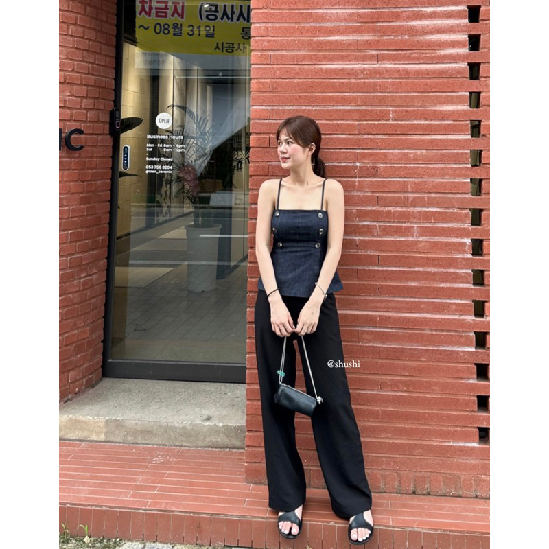 𝐏𝐞𝐫𝐥𝐢𝐞 𝐃𝐞𝐧𝐢𝐦 𝐓𝐨𝐩 - Áo 2 Dây Denim Co Giãn