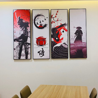 Bộ 4 tranh canvas tranh cổ nhật có khung