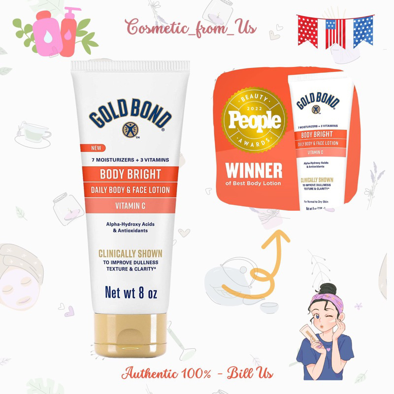 Kem dưỡng thể hỗ trợ làm sáng da toàn thân Gold Bond Body Bright 226g Mỹ