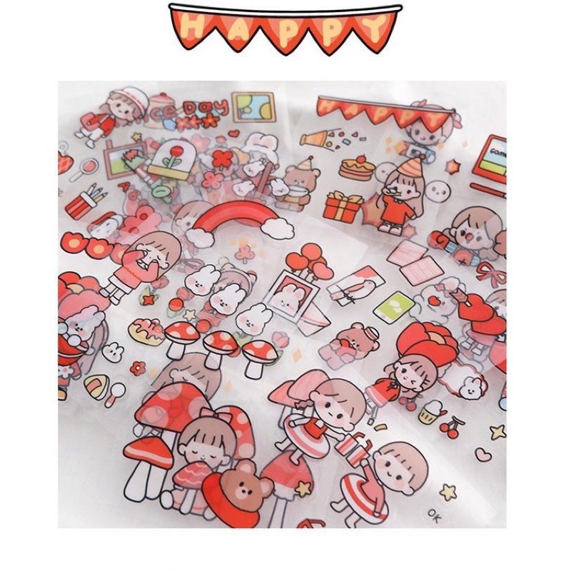 Sticker cute trang trí dán tập vở, bình nước, bút nước AB01