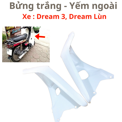 Cặp Bửng Trắng - Yếm xe Dream lùn  / dream 3 - nhựa trắng cao cấp- LOẠI ĐẸP