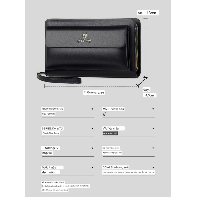 Clutch Cầm Tay Nam Da Bò Cao Cấp S0035 | Thương Hiệu SAN LEATHER