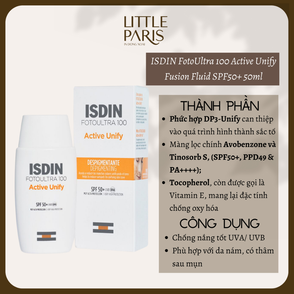 Kem Chống Nắng ISDIN FotoUltra 100 Active Unify Fusion Fluid SPF50+ 50ml