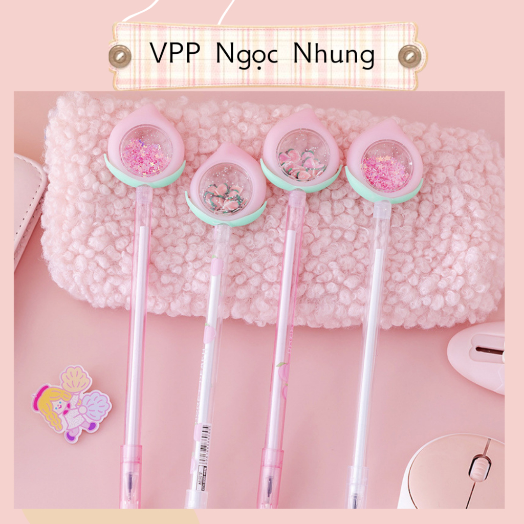 Bút nhũ kim tuyến chảy tạo hình quả đào 🍑 siêu cấp đáng yêu
