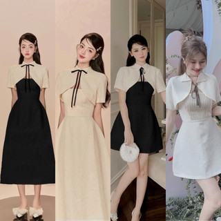 SET ĐẦM MIDI HAI DÂY PLI NGỰC KÈM KHOÁC CROPTOP