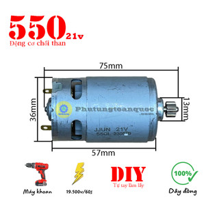 Động cơ rs 550 21v máy khoan - máy bắn vít chạy pin | motor chổi than 550 thân 36mm 100% dây đồng