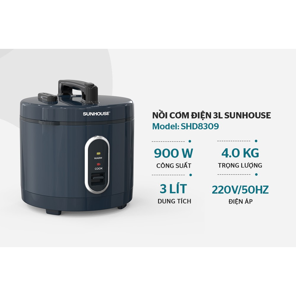 Nồi cơm điện 3L SUNHOUSE SHD8309 - Bảo hành chính hãng 12 tháng