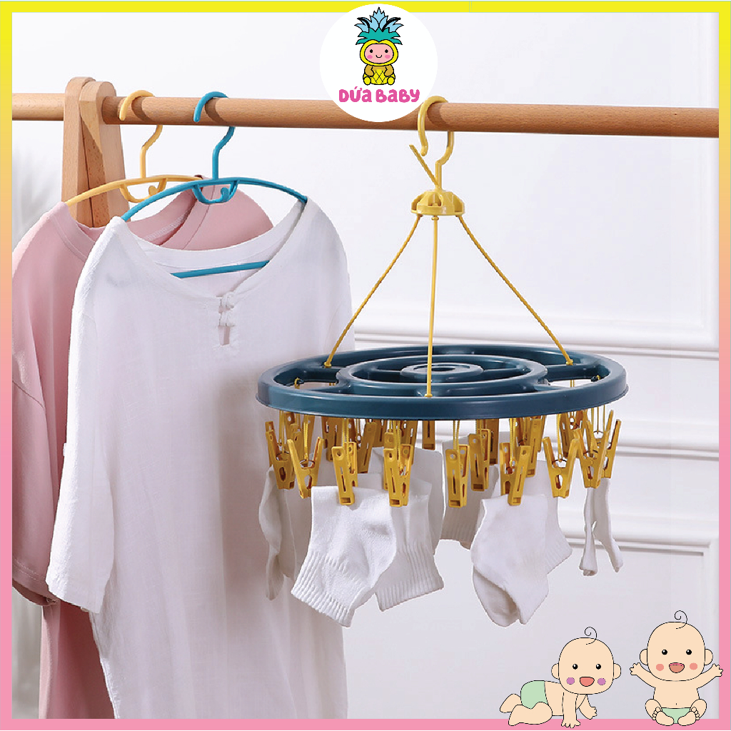 Móc Chùm 12 và 24 Kẹp Phơi Quần Áo, Đồ Sơ Sinh Cho Mẹ Và Bé