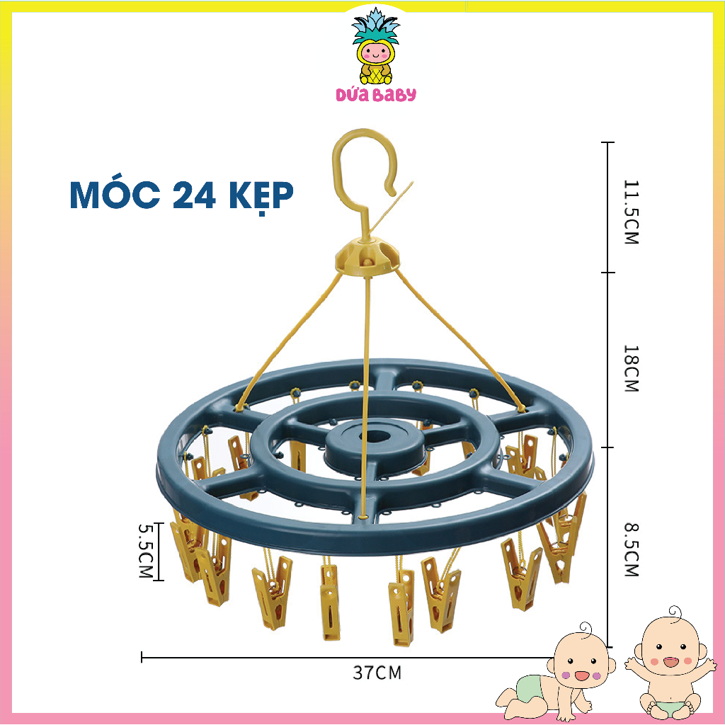 Móc Chùm 12 và 24 Kẹp Phơi Quần Áo, Đồ Sơ Sinh Cho Mẹ Và Bé