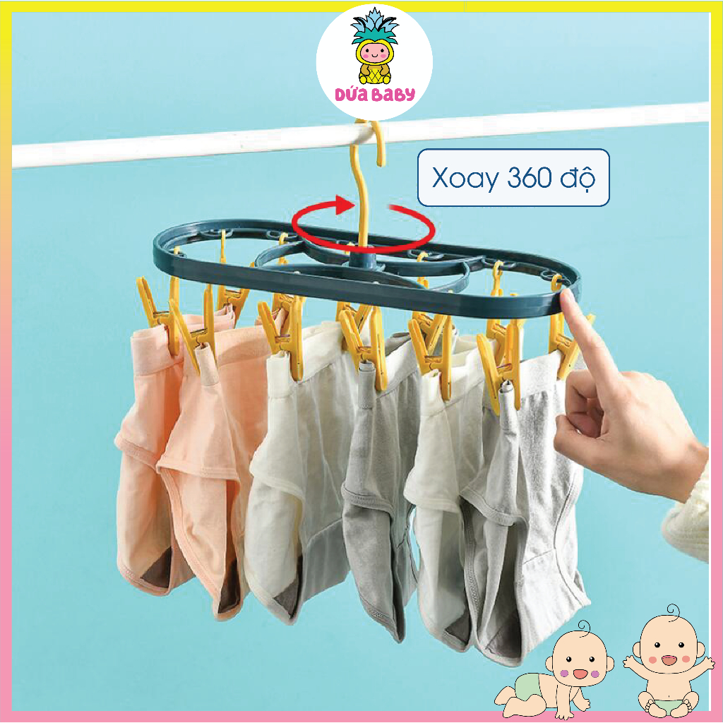 Móc Chùm 12 và 24 Kẹp Phơi Quần Áo, Đồ Sơ Sinh Cho Mẹ Và Bé