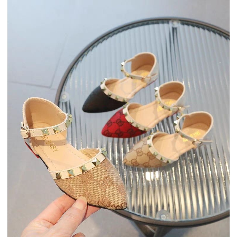 Sandal công chúa , Giày búp bê bé gái, giày tiểu thư mũi nhọn sang chảnh cho bé gái 3-10 tuổi [ giaydeptreemkieusashop ]
