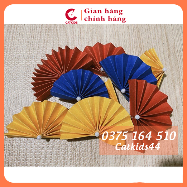 Quạt giấy nhí đính ngọc size 10,15cm dùng để trang trí Tháp bánh, tháp nước Tài lộc, trang trí nhà cửa Tết