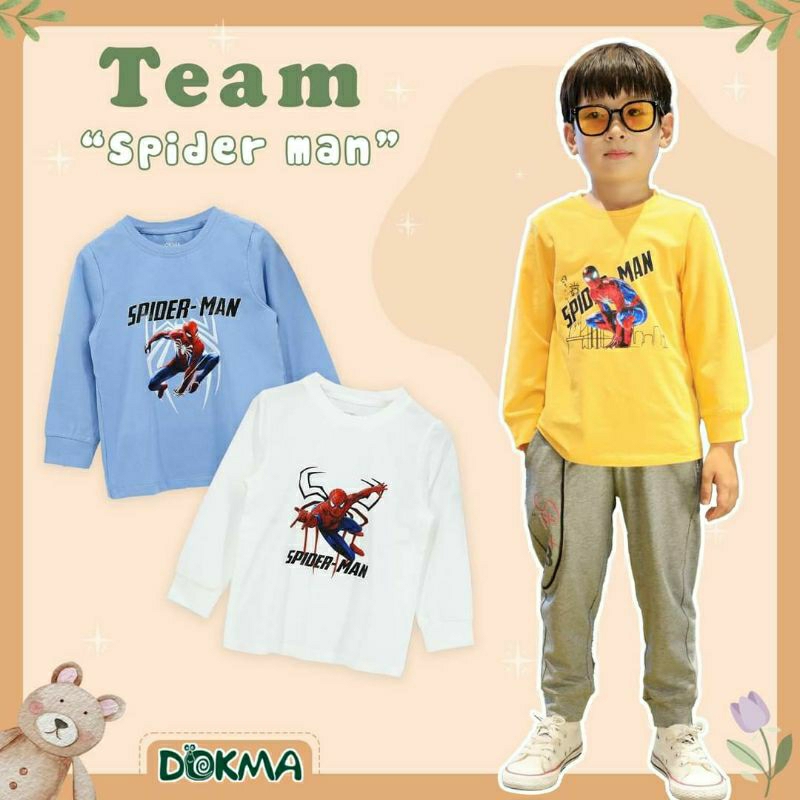 Dokma - Áo, quần dài cotton mỏng bé trai in hình người nhện 3-7Y