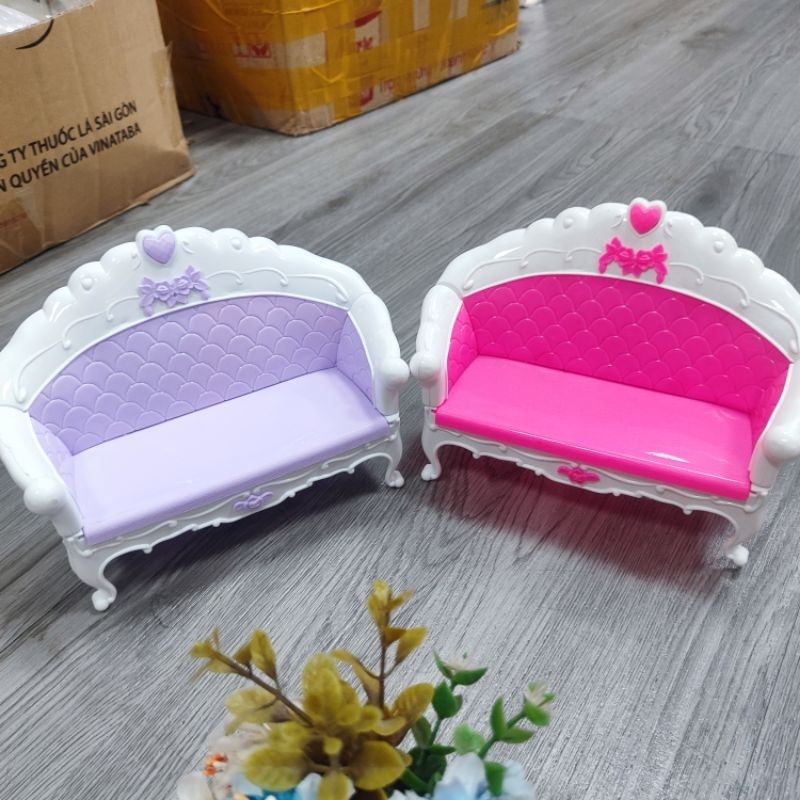 ghế sofa cổ điển phòng khách sang trọng bằng nhựa dài 22cm ,ghế đồ chơi cho búp bê 5in,doll 30cm