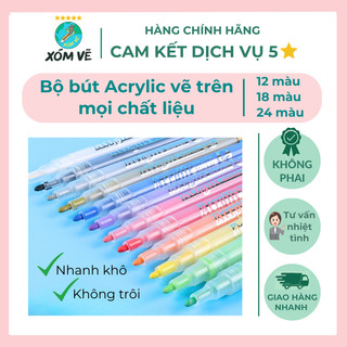 Bộ bút vẽ acrylic Giorgione vẽ trên mọi chất liệu, bộ 12/18/24 màu.