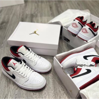 Giày JD 1 Low White University Red Bản Cao Cấp _ Giày Jordan cổ thấp Cổ Đỏ Vệt Đen Cực Cool.