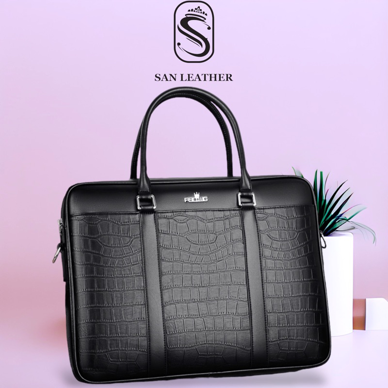 Cặp Da FSD 0400 Cao Cấp.Túi Da Công Sở Vân Cá Sấu
