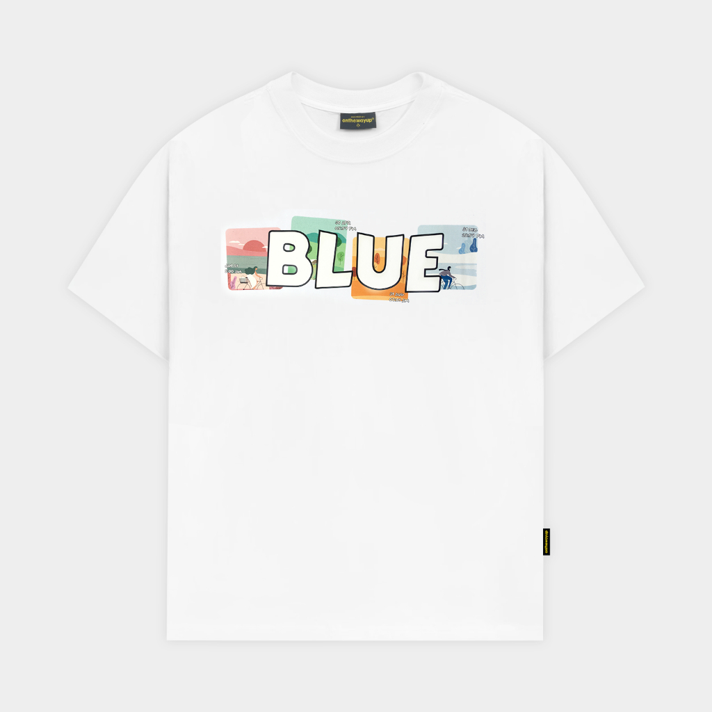 Áo Thun Nam Nữ The Blue ONTHEWAYUP 100% Premium Cotton - Áo phông local brand form rộng cổ tròn / Màu Trắng