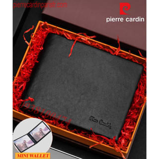 Ví da Pierre Cardin chính hãng da bò thật thêm ví mini 4 khe ví ngang PCJ0113