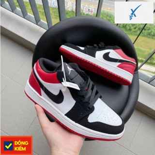 Giày JD 1 Low White University Red Bản Cao Cấp _ Giày Jordan cổ thấp Trắng Đỏ Vệt Đen Cực Cool.