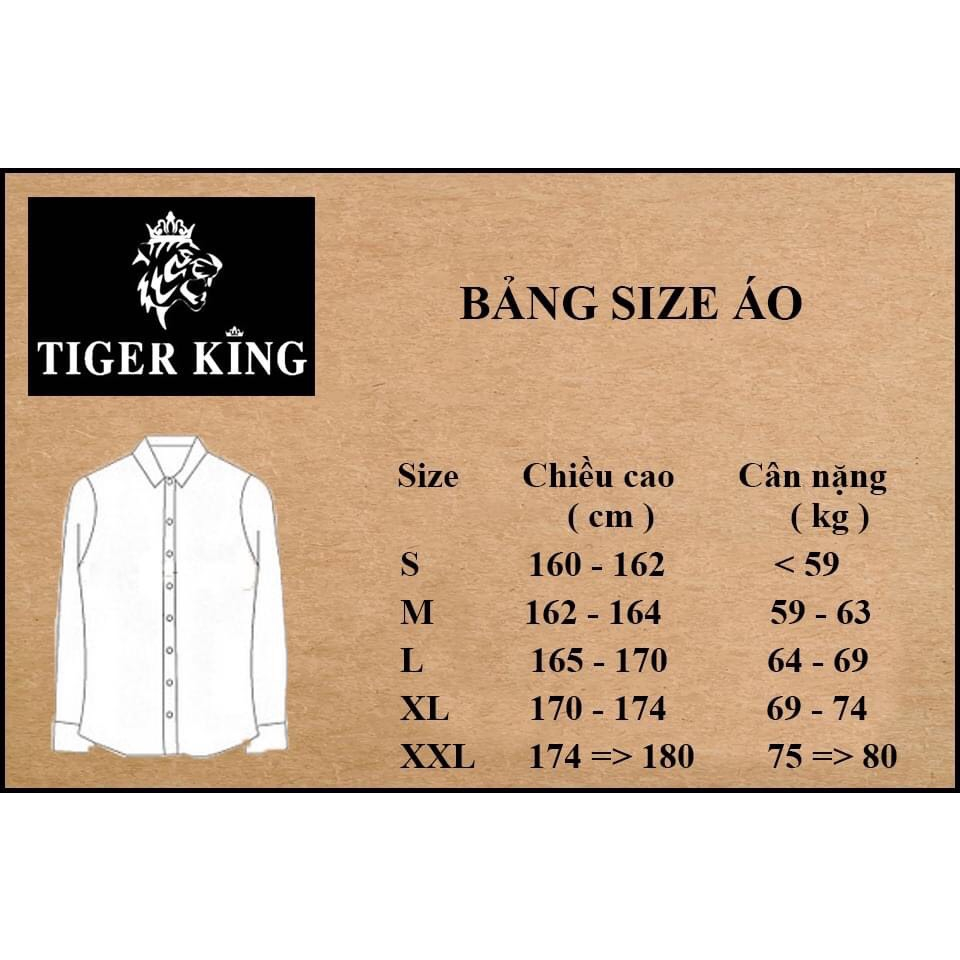 (Tag 2450k) Áo sơ mi dài tay Tiger King SMD020 vải xốp nhẹ, slimfit, hàng cắt may thủ công cao cấp