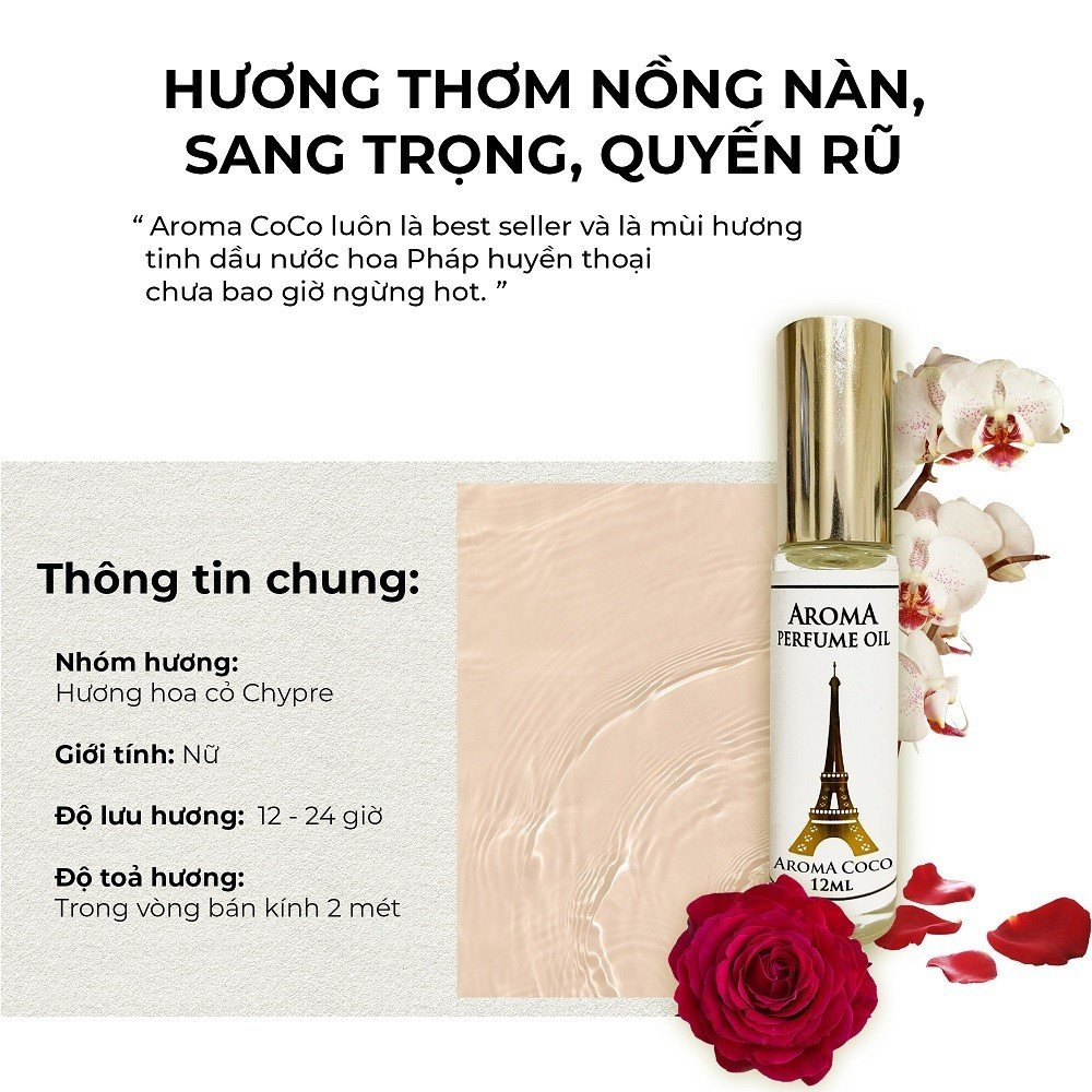 Nước Hoa Pháp Aroma Coco Cao Cấp Nữ Tính, Tươi Mát, Gợi Cảm - 12ml