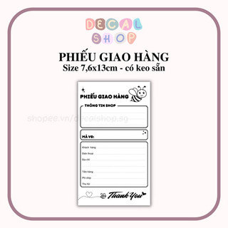25-100 phiếu giao hàng có keo sẵn - size 7,6x13cm