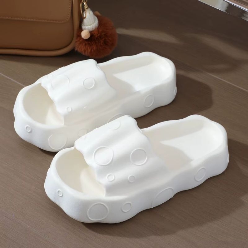 Dép quai ngang đế cao 5cm chất liệu eva hoạ tiết bong bóng ngộ nghĩng