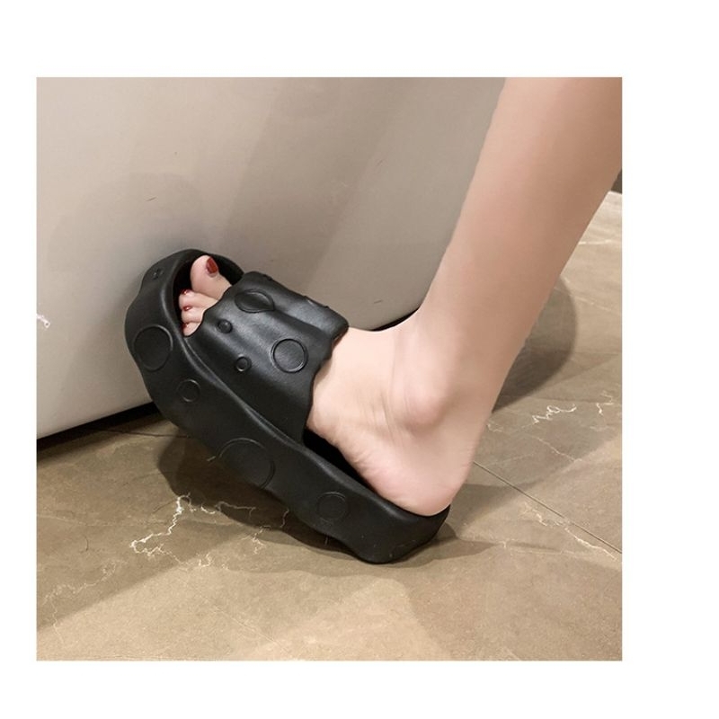 Dép quai ngang đế cao 5cm chất liệu eva hoạ tiết bong bóng ngộ nghĩng