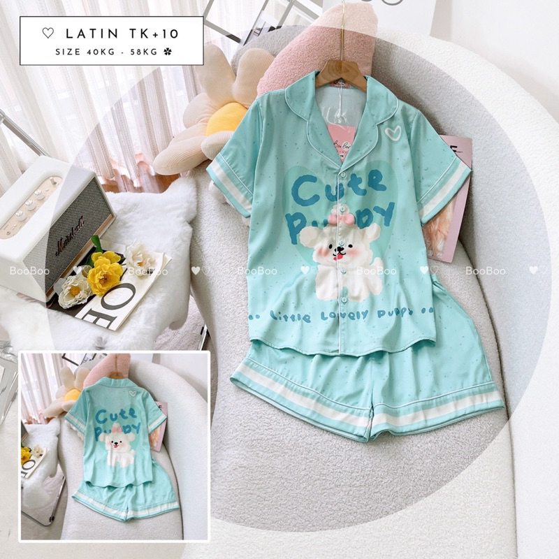 MẪU MỚI Đồ Bộ Mặc Nhà Pijama Boo Boo Lụa Latin Form Tay Ngắn Quần Ngắn 40-60 kg