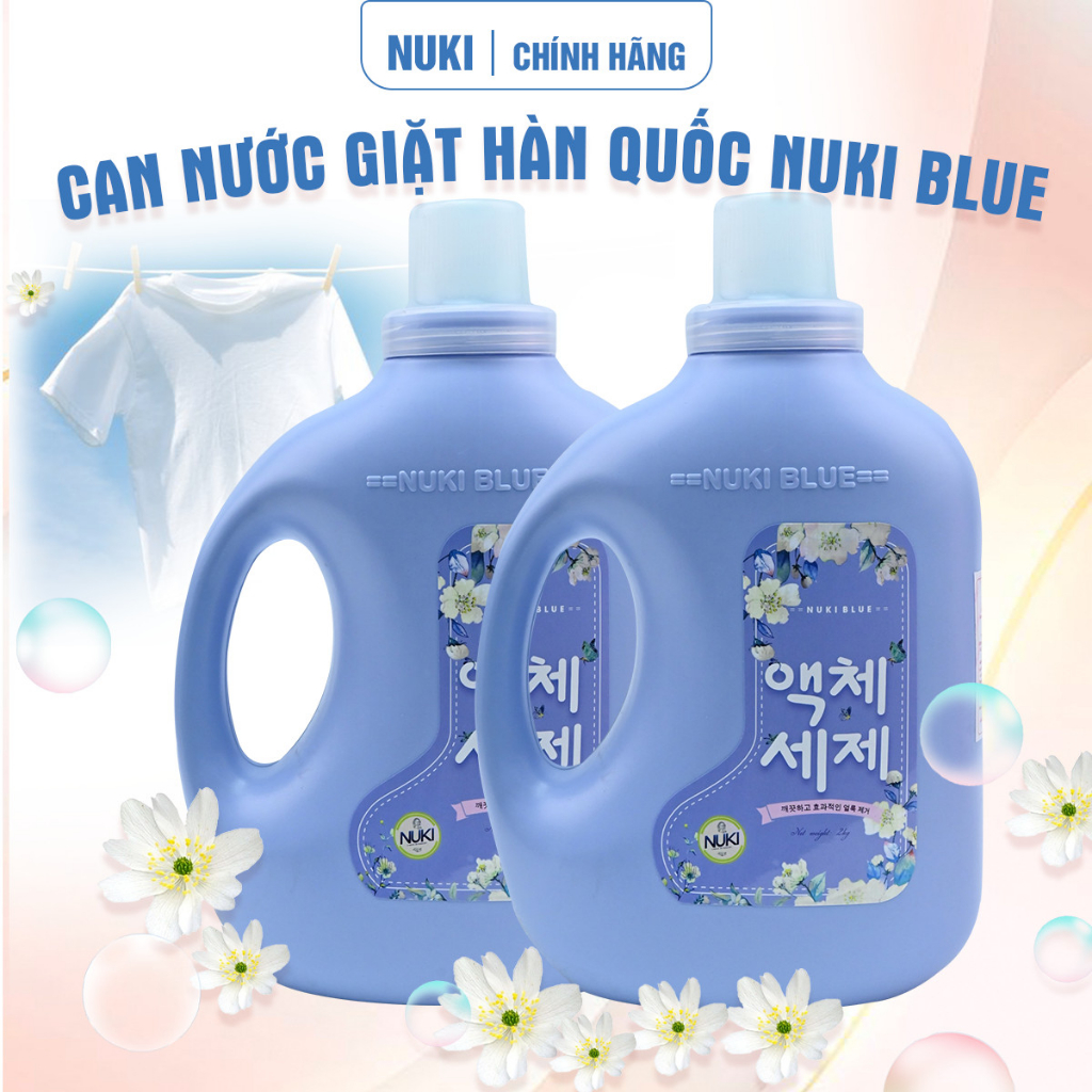 Nước Giặt Hàn Quốc Chính Hãng Thương Hiệu Nuki Blue 2kg Hương Thơm Dịu Nhẹ,Mềm Vải Không Gây Kích Ứng An Toàn Với Làn Da