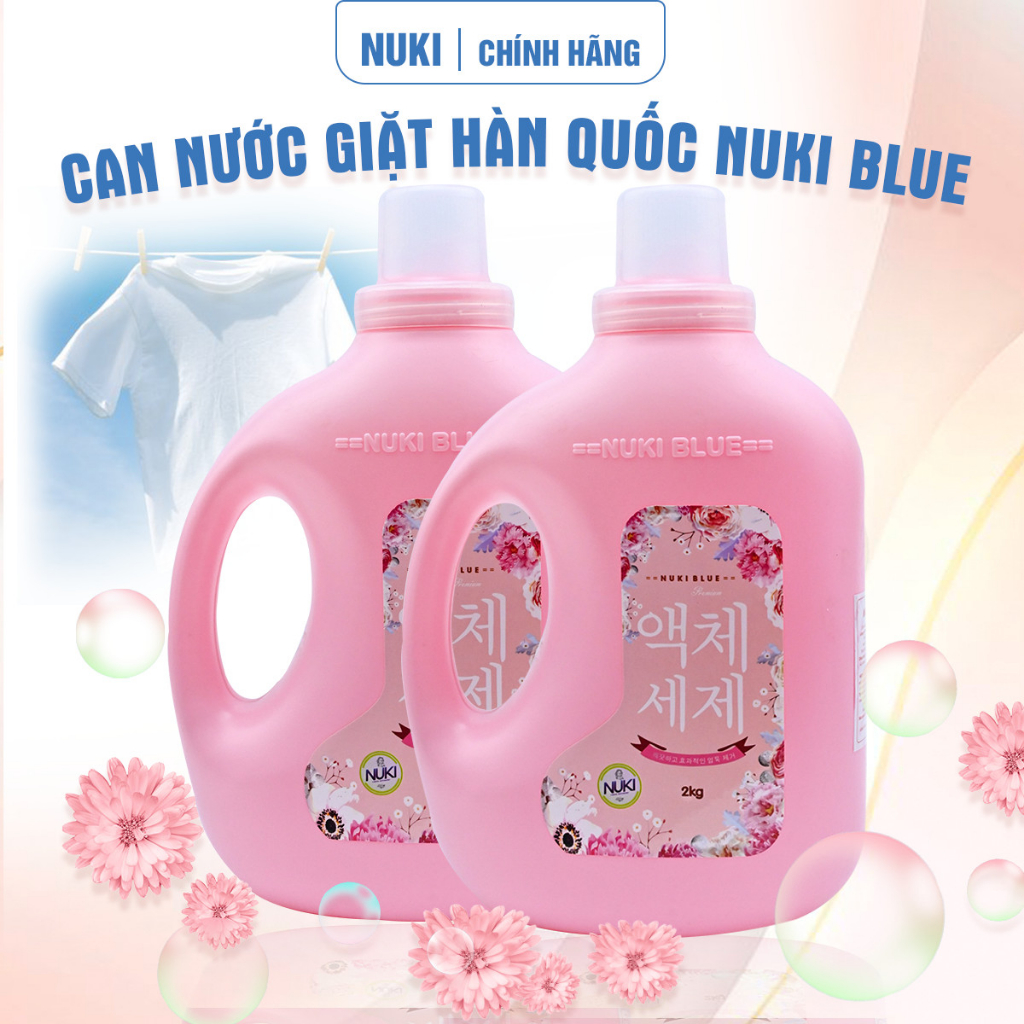 Nước Giặt Hàn Quốc Chính Hãng Thương Hiệu Nuki Blue 2kg Hương Thơm Dịu Nhẹ,Mềm Vải Không Gây Kích Ứng An Toàn Với Làn Da